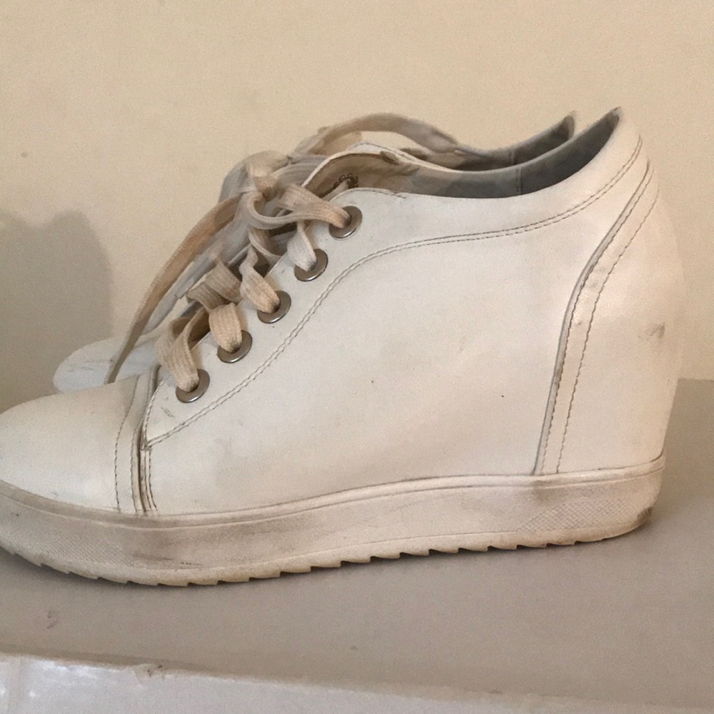 White sneaker wedges